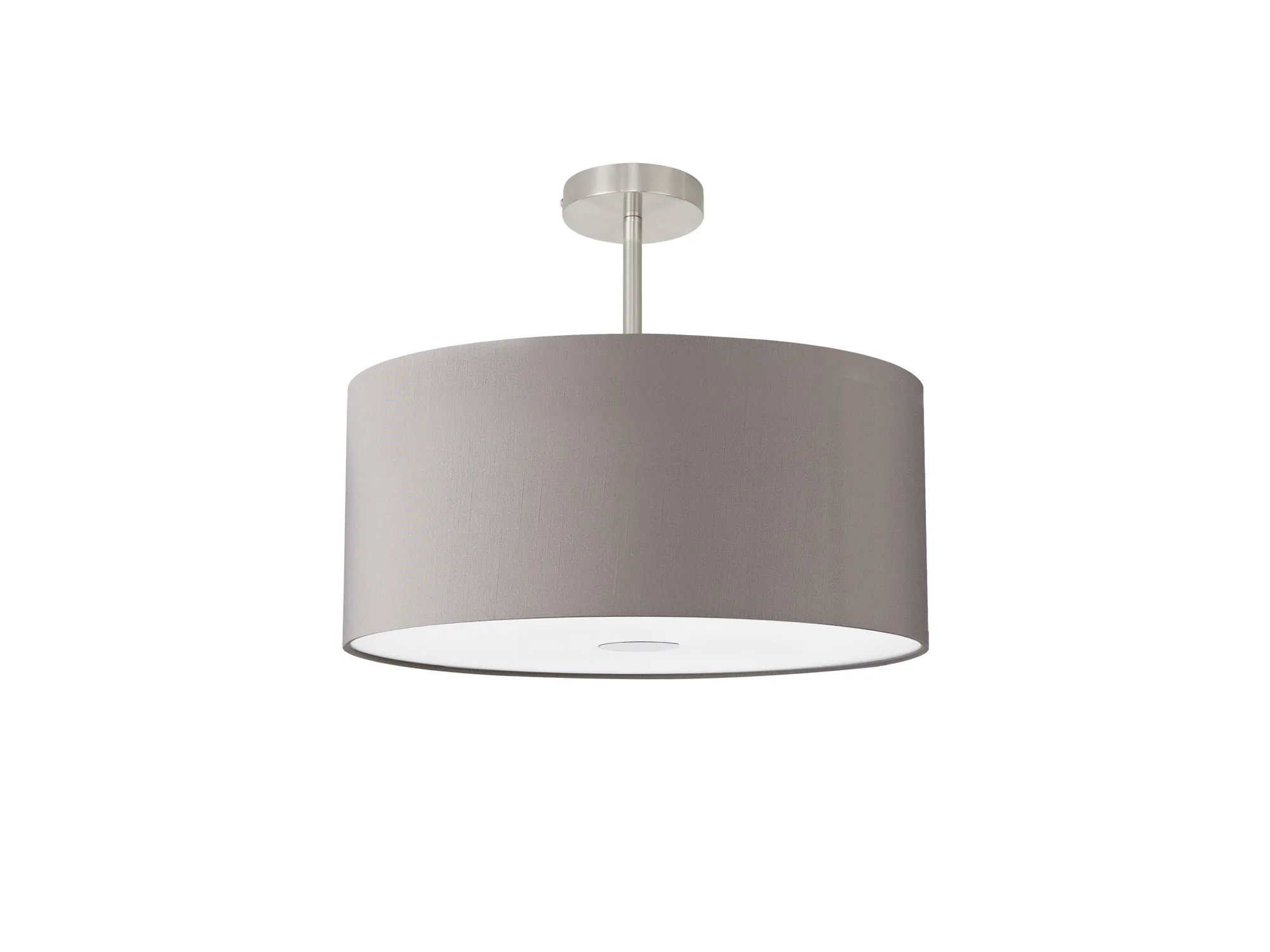 Baymont 50cm Semi Flush 1 Light Satin Nickel, GreyWhite Laminate, Frosted Diffuser DK0270  Deco Baymont SN GR